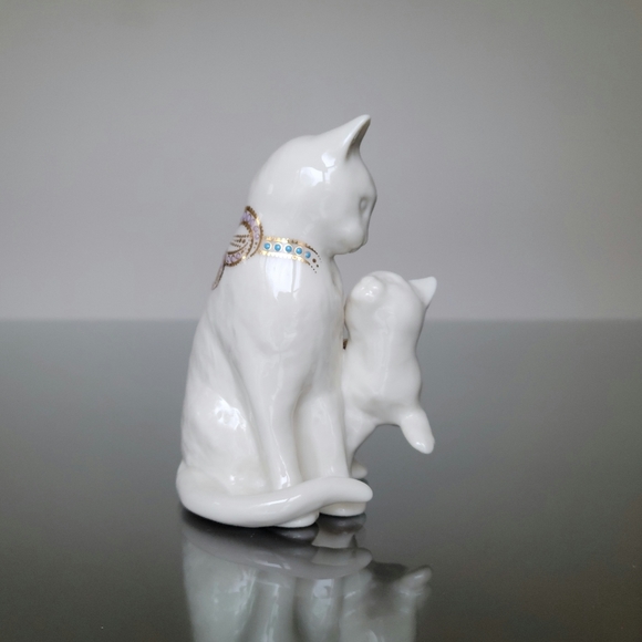 SOLD - Lenox China Jewels Collection Mother Cat/Kitten Motherly Love Figure 1995 - Picture 6 of 7
